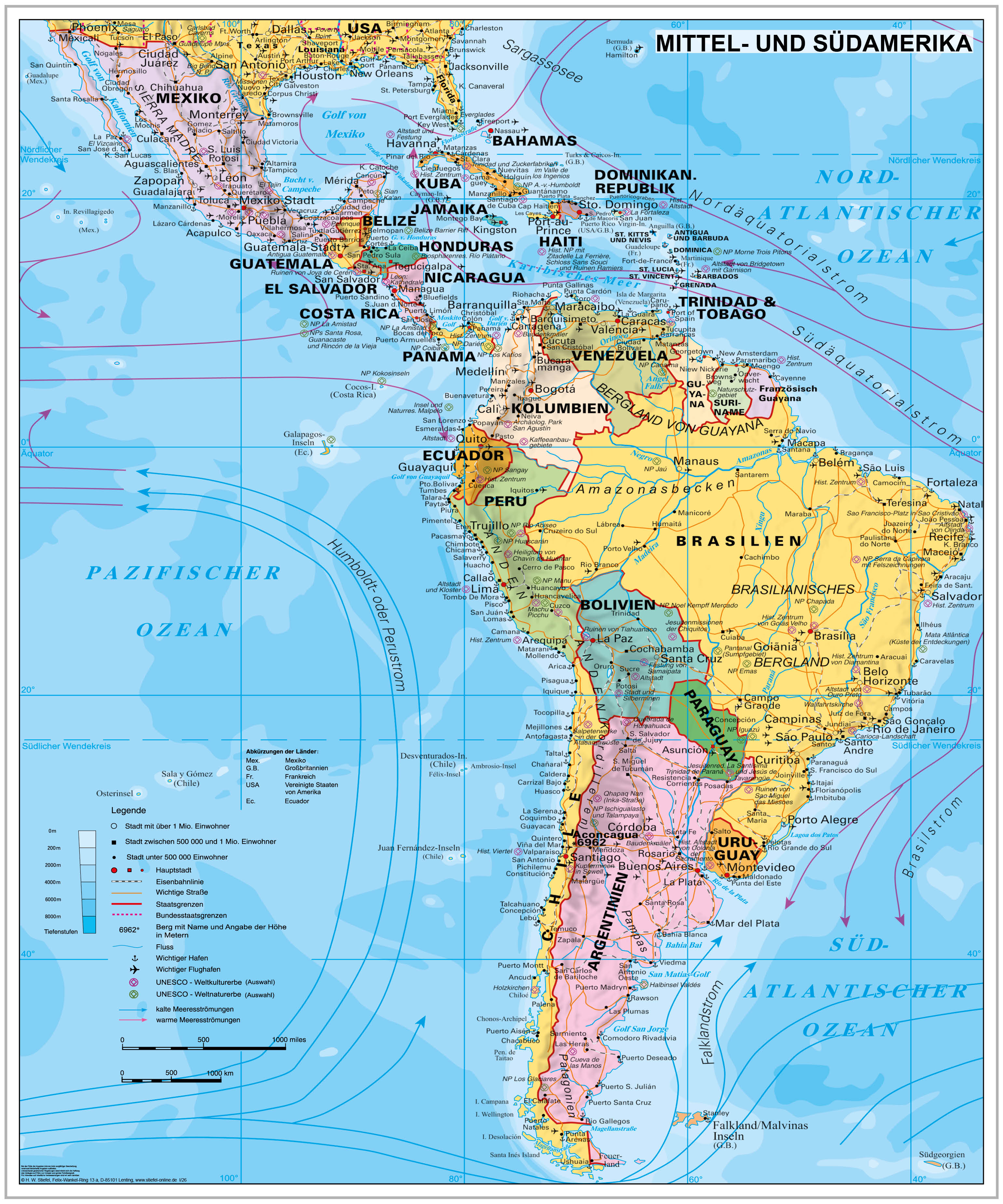 Südamerika politisch - Stiefel