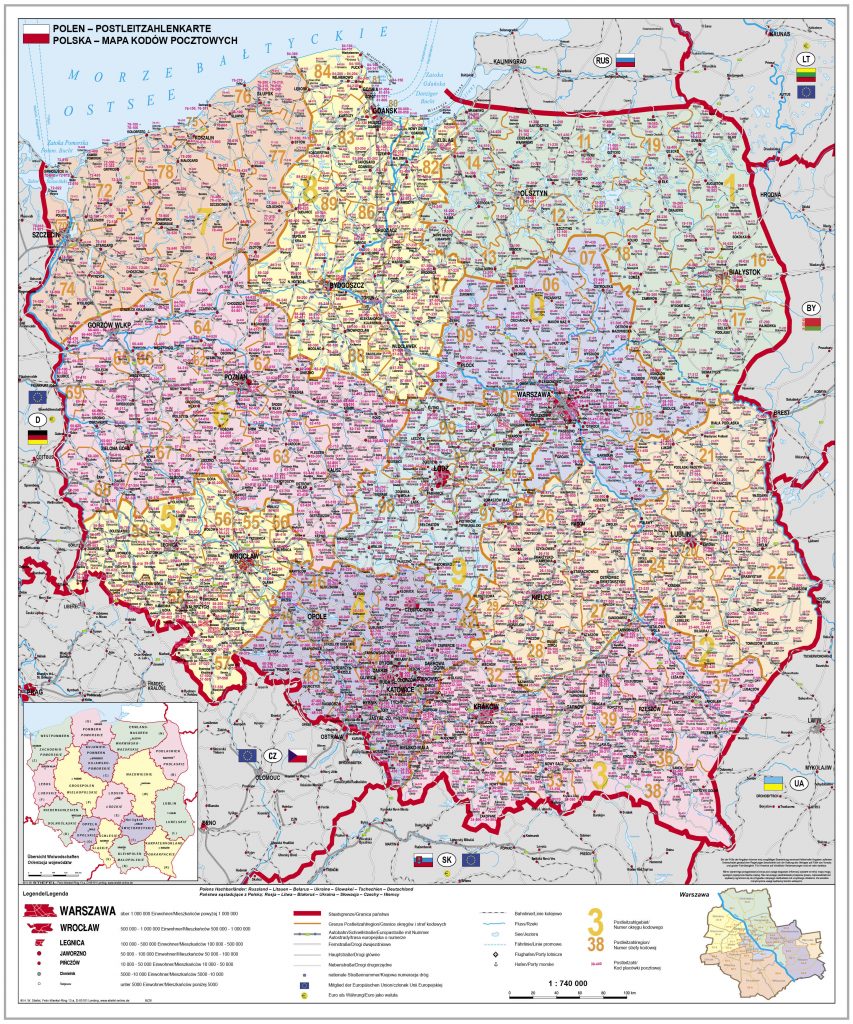 Postleitzahlenkarte Polen - Stiefel